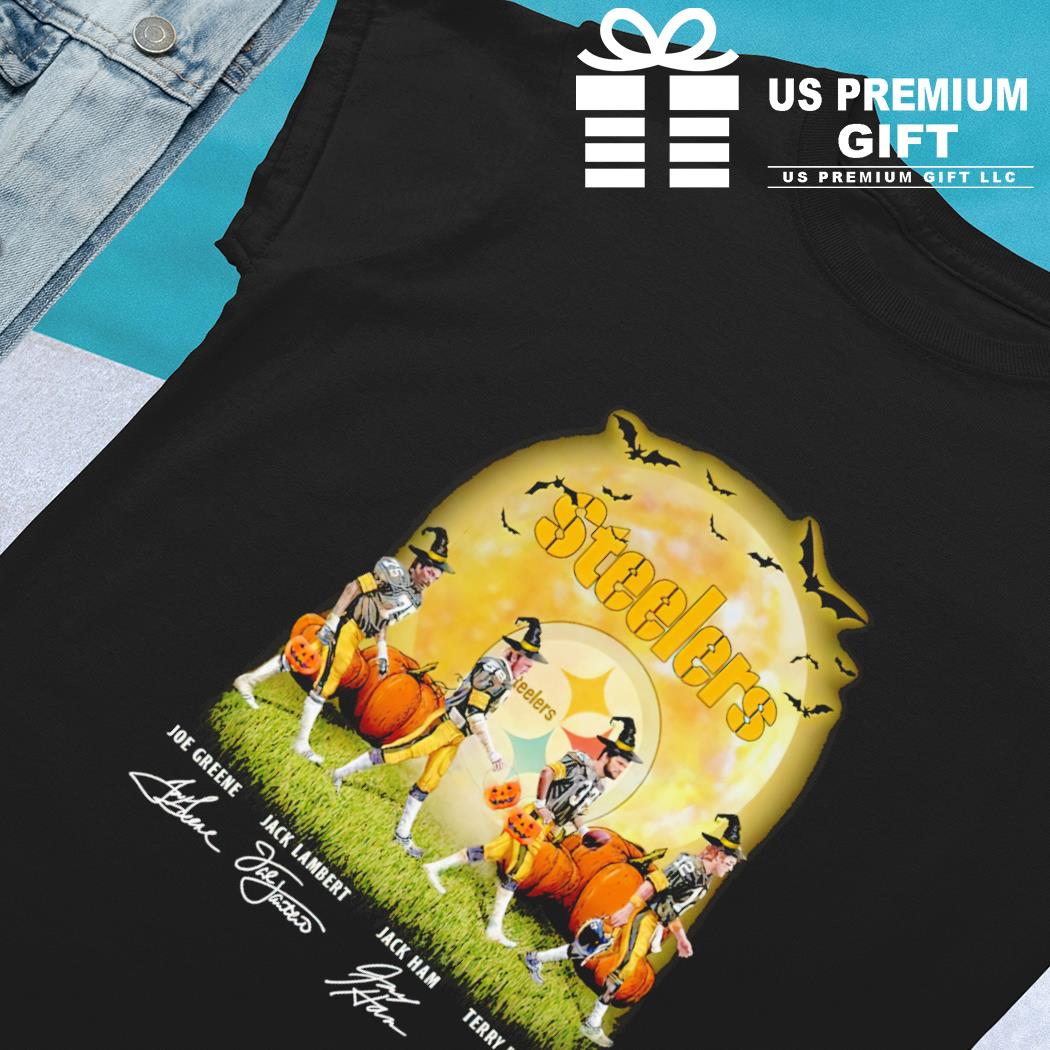 The Steelers Joe Greene Jack Lambert Jack Ham And Terry Bradshaw Abbey Road  Halloween Signatures Shirt - Limotees