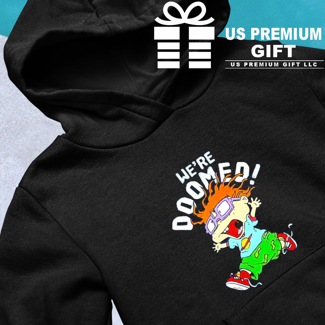 Rugrats Chuckie we're doomed character T- hoodie-black