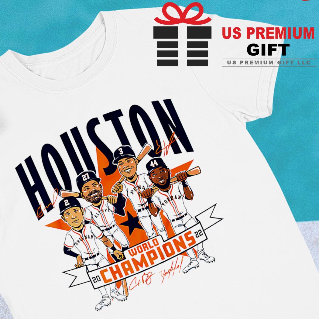 Houston Astros World Champions 2022 caricature signatures T-shirt
