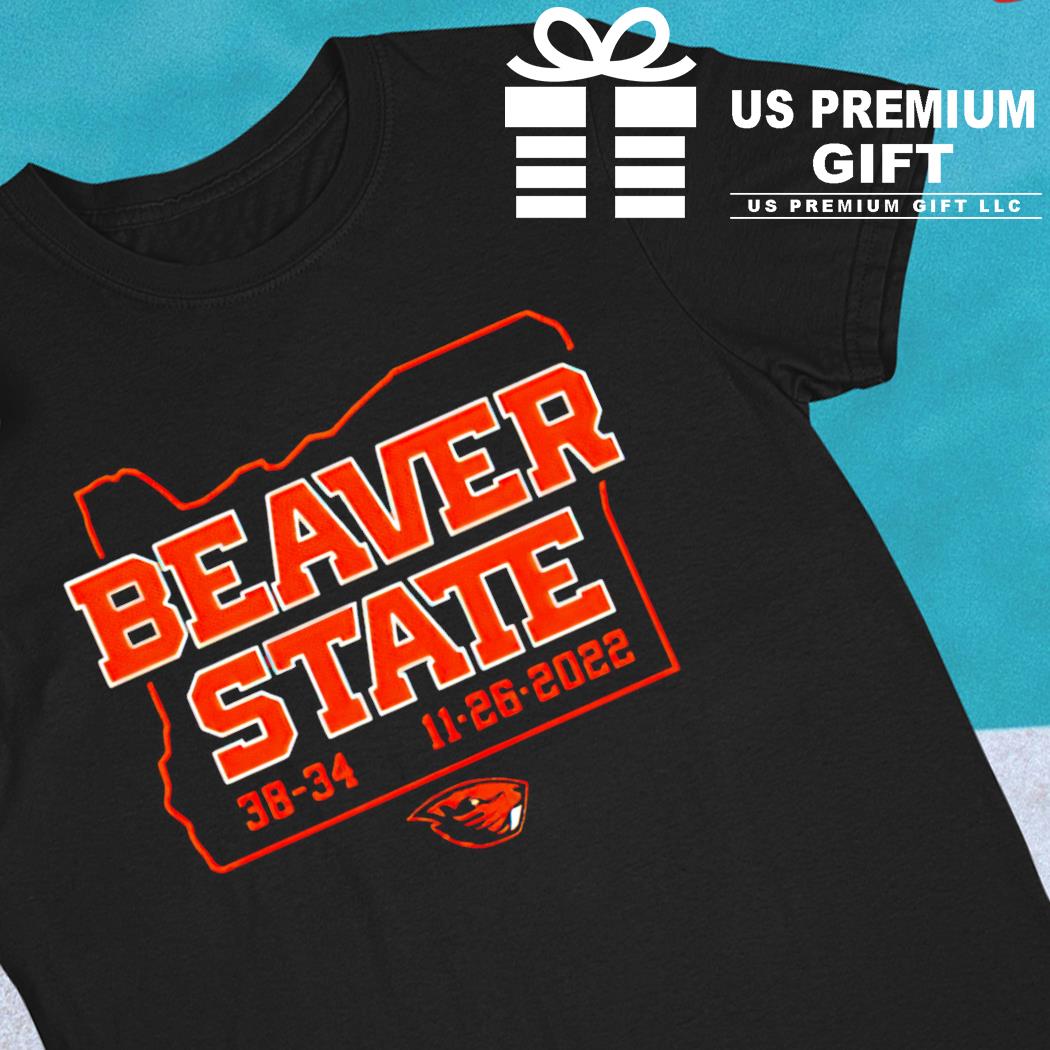 Oregon State Beavers football Beaver State 38-34 11-26-2022 logo T-shirt