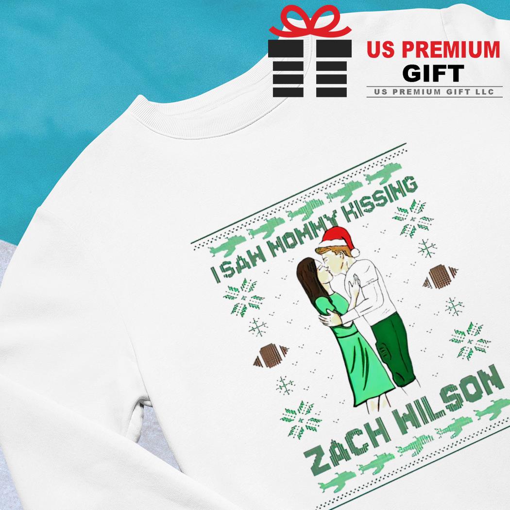 I saw mommy kissing zach wilson 2022 ugly Christmas sweater, hoodie,  sweater, long sleeve and tank top