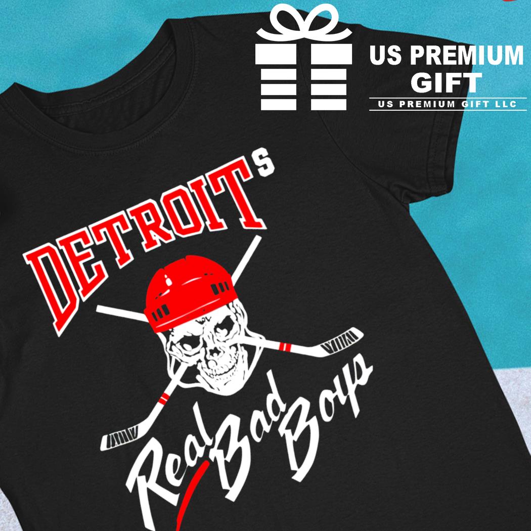 Detroits real bad boys skull hockey logo T-shirt