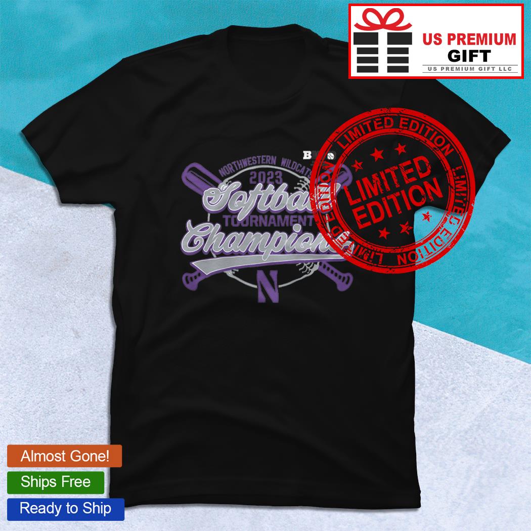 Northwestern Wildcats 2023 softball tournament Champions logo T-shirt