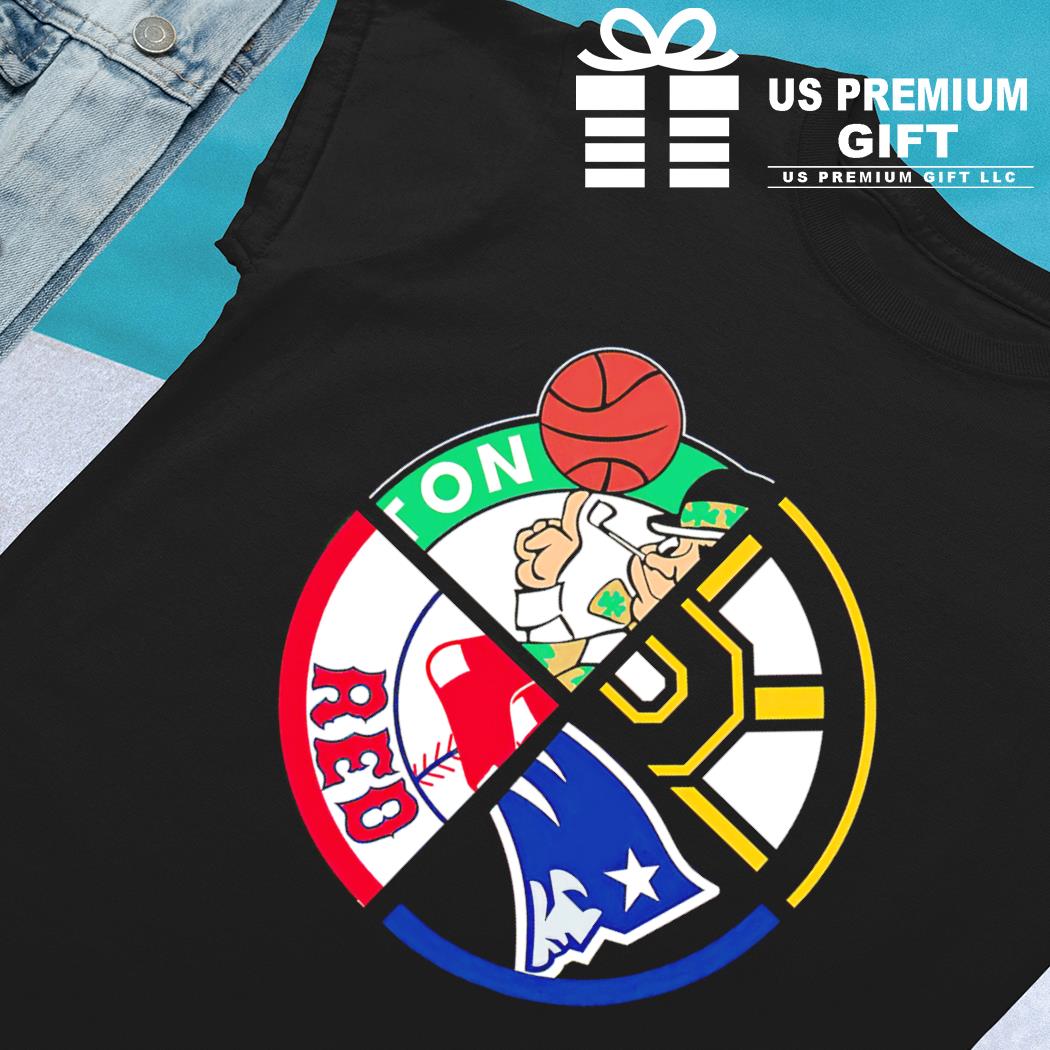 Boston Red Sox Patriots Bruins Celtics Shamrock Logo Grey T Shirt Size  Large