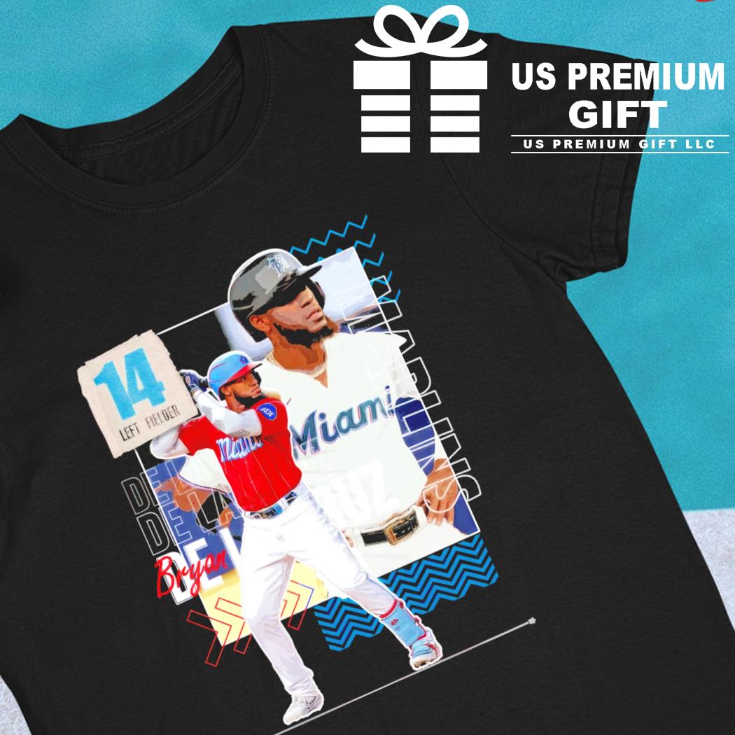 Bryan De La Cruz 14 left fielder Miami Marlins baseball poster 2023 T-shirt,  hoodie, sweater, long sleeve and tank top