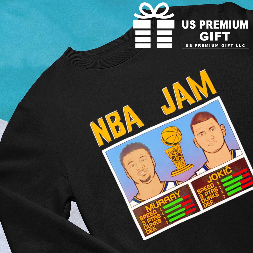 Denver Nuggets NBA Jam Jamal Murray and Nikola Jokic caricature funny  T-shirt, hoodie, sweater, long sleeve and tank top
