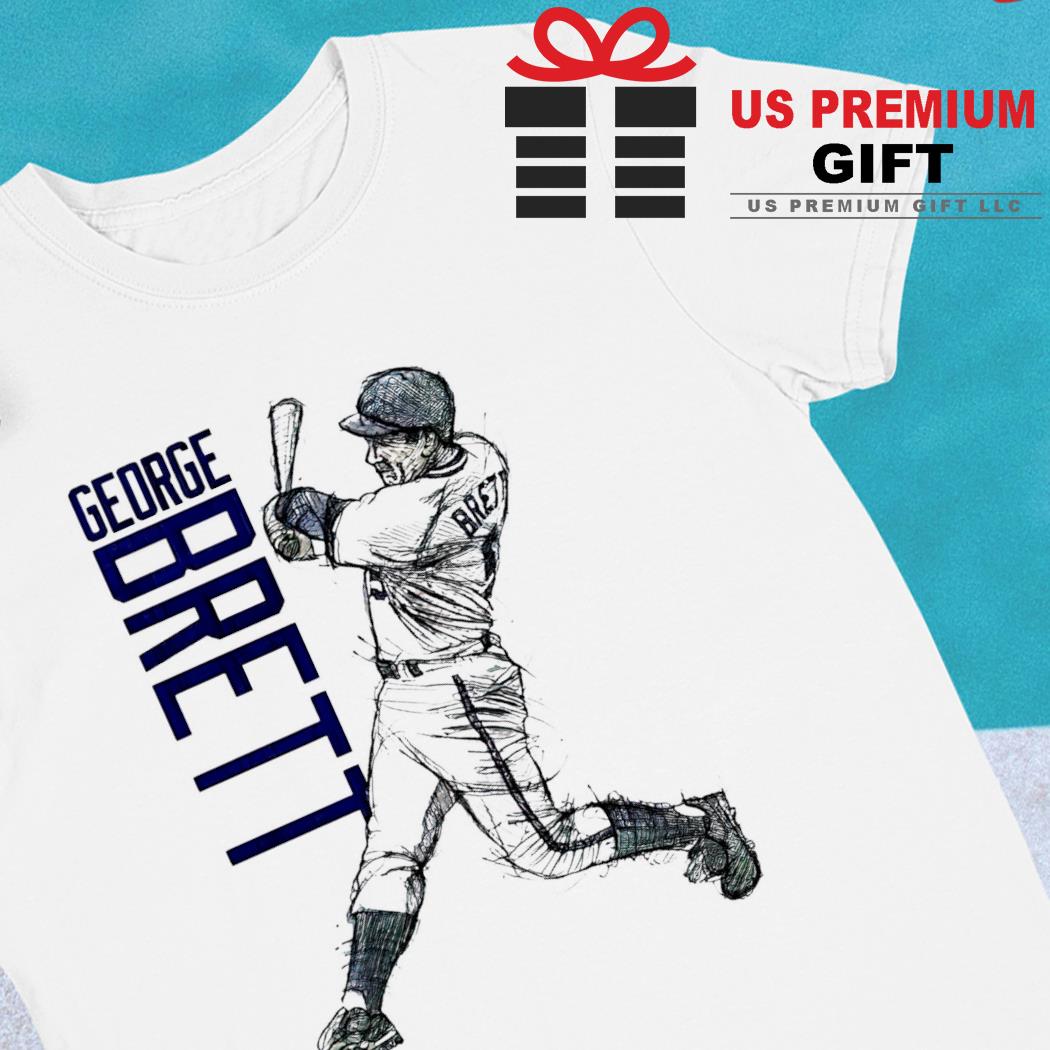 George Brett Kansas City Royals baseball action pose sketch shirt