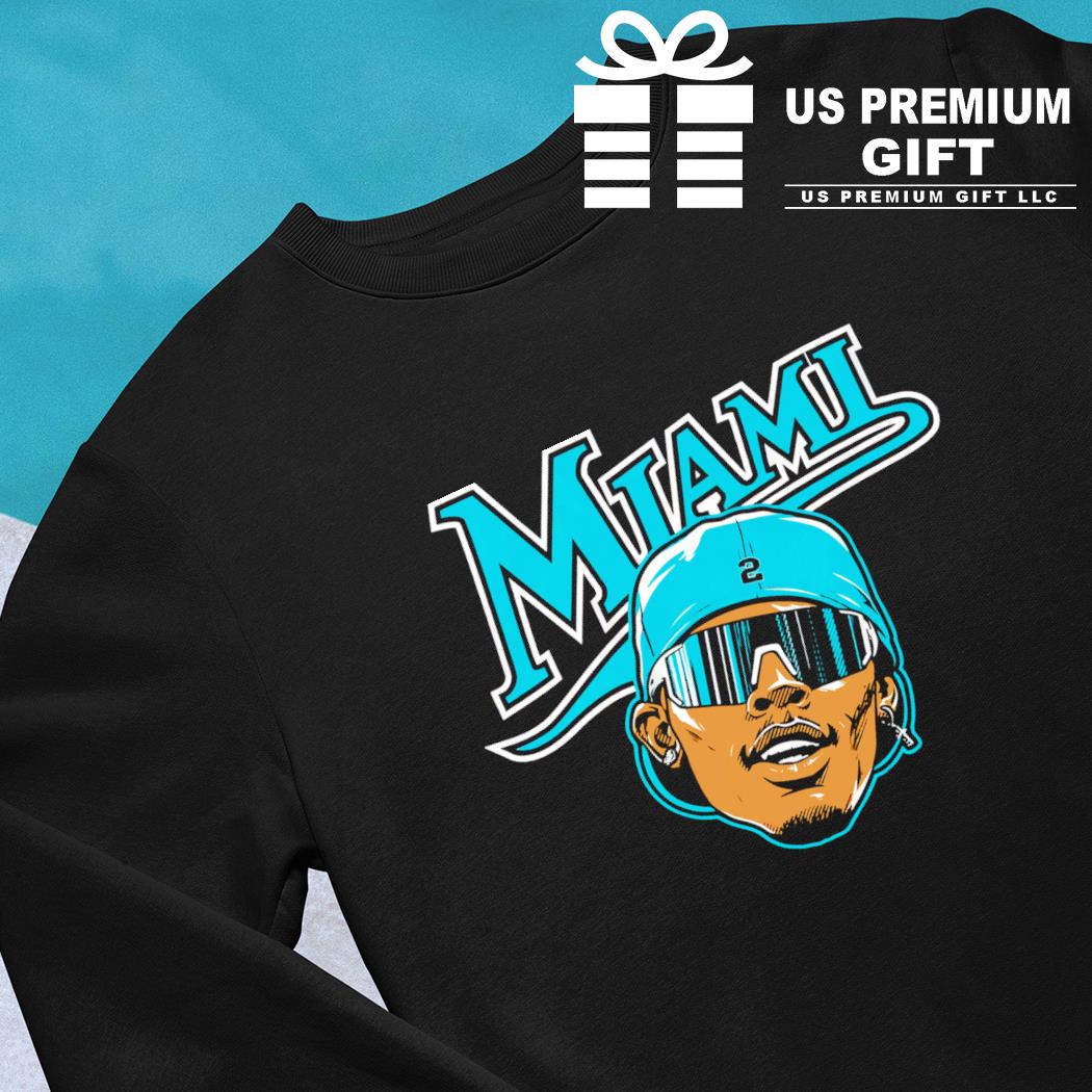 Jazz Chisholm Miami Marlins baseball head cartoon funny T-shirt