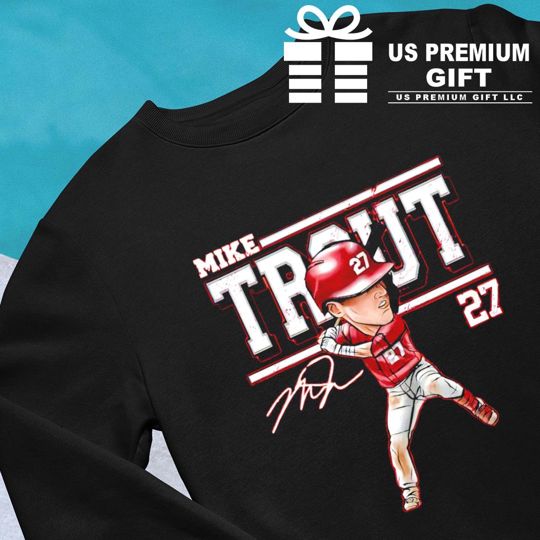 Mike Trout 27 Los Angeles Angels baseball caricature signature