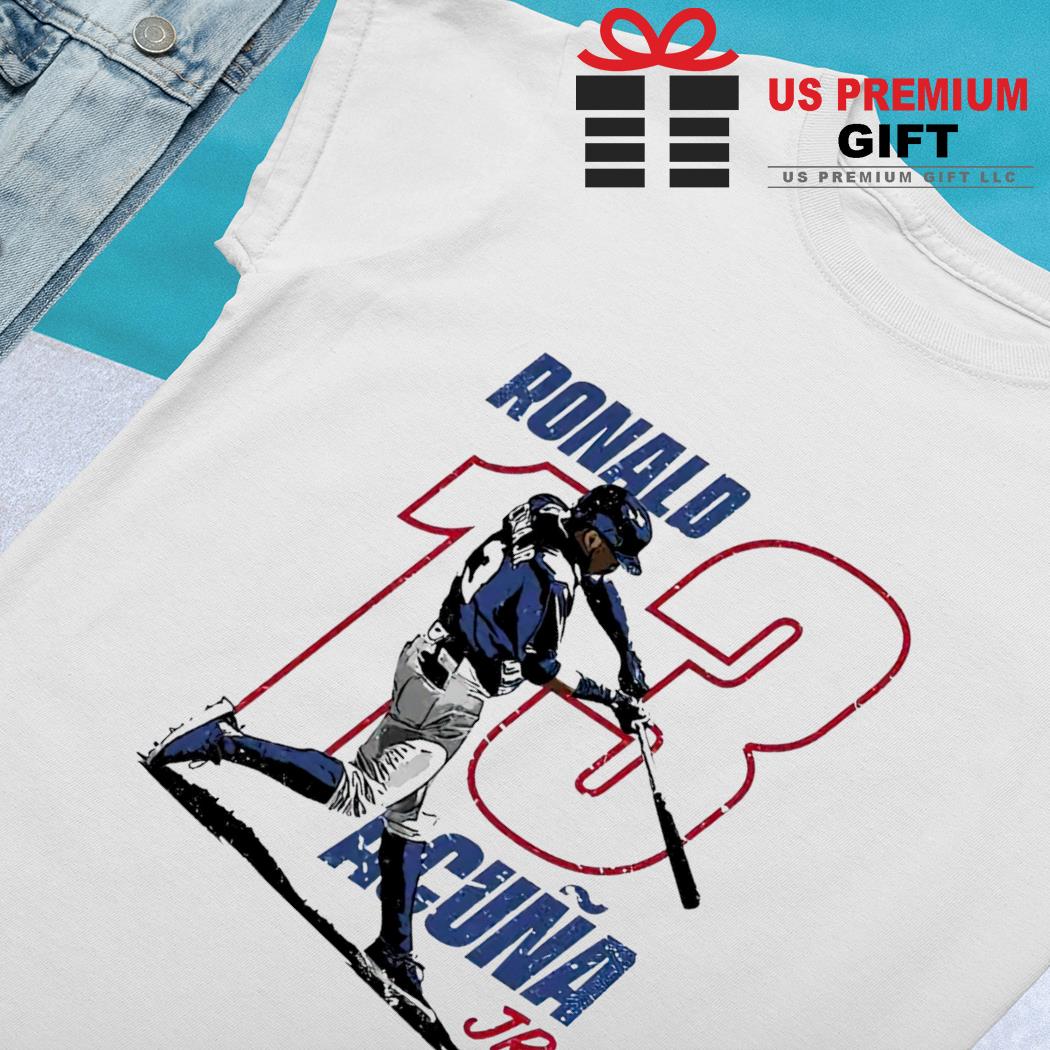 Ronald Acuna Jr. 13 Atlanta Braves baseball action pose shirt