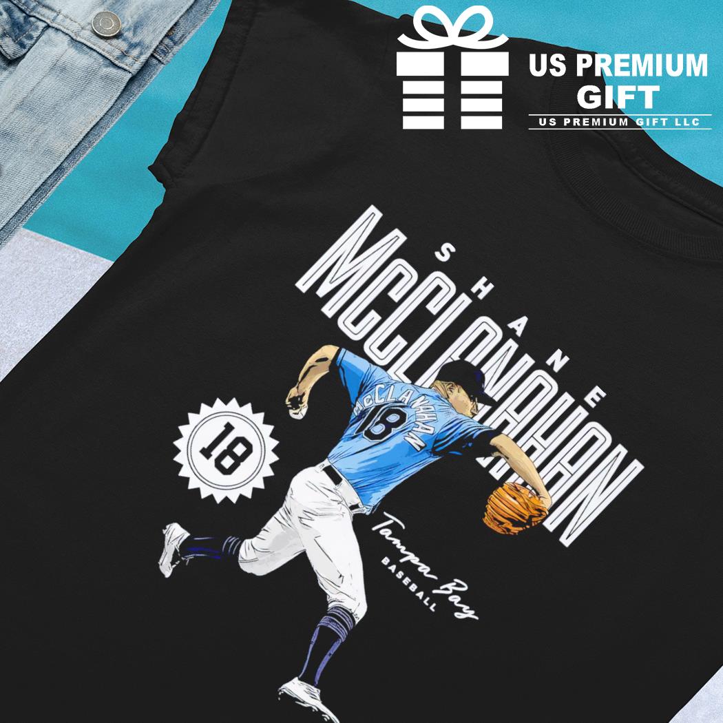 Original shane McClanahan 18 Tampa Bay Rays baseball action pose signature  2023 T-shirt, hoodie, sweater, long sleeve and tank top