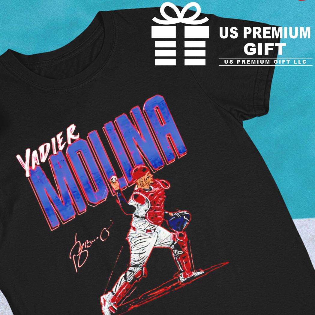 Yadier Molina St. Louis Cardinals baseball action pose signature