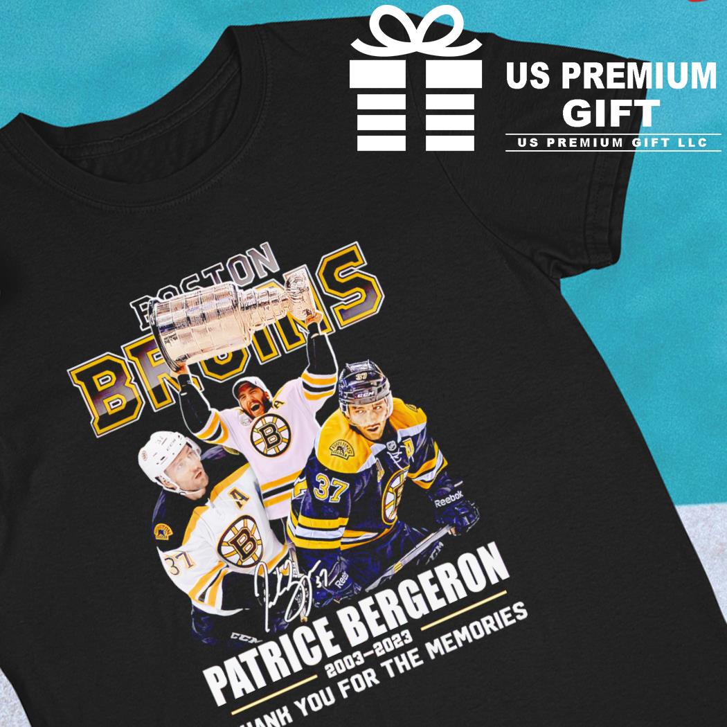 Patrice Bergeron Boston Bruins 2003 2023 thank you for the memories shirt,  hoodie, sweater, long sleeve and tank top