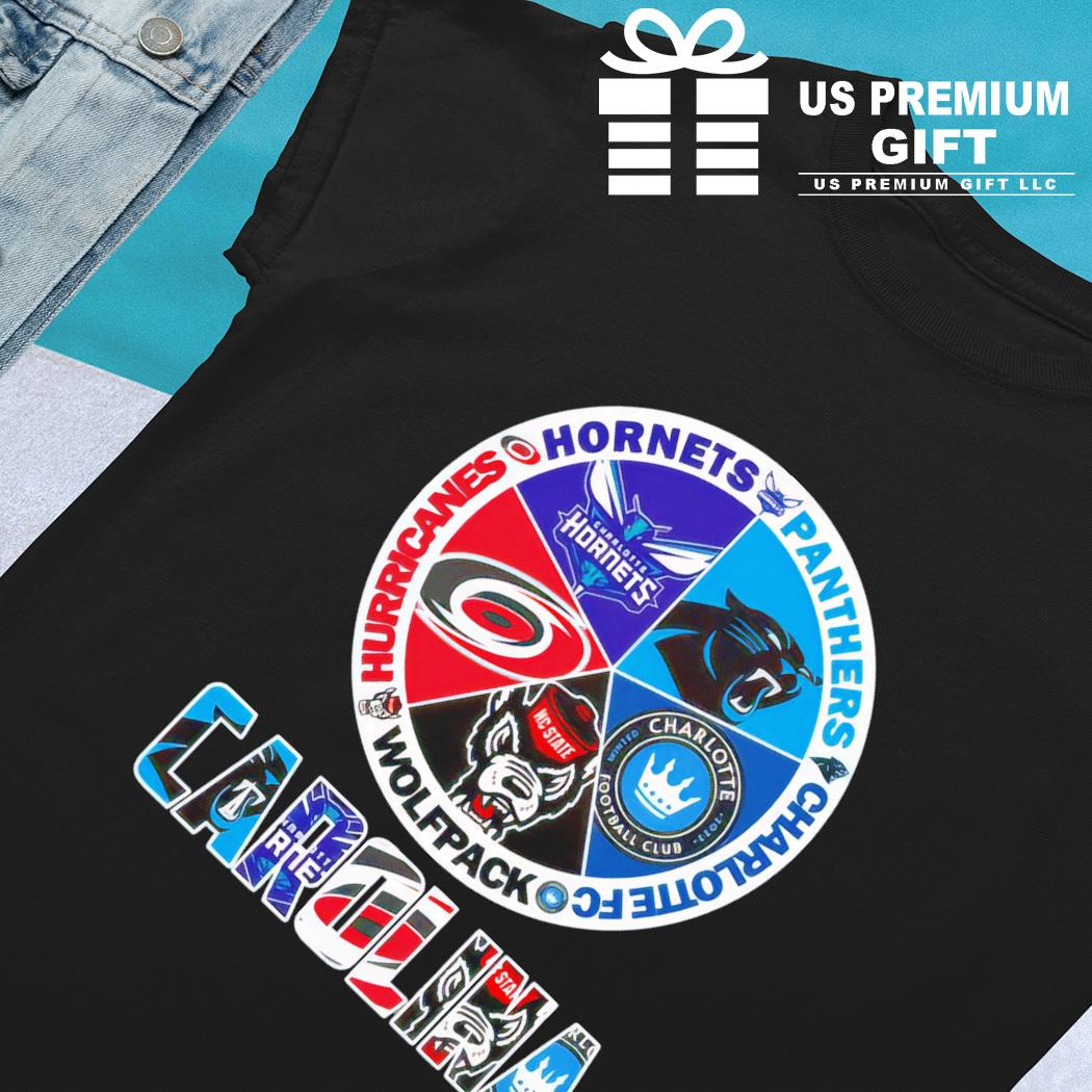 Carolina Panthers Hornets Hurricanes Wolfpack Charlotte Fc 5 teams sports  circle logo shirt, hoodie, sweater, long sleeve and tank top