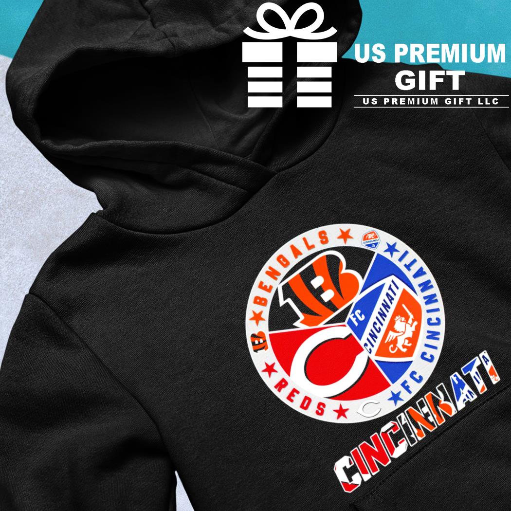 Cincinnati city logo bengals and fc cincinnati and reds shirt, hoodie,  sweater, long sleeve and tank top