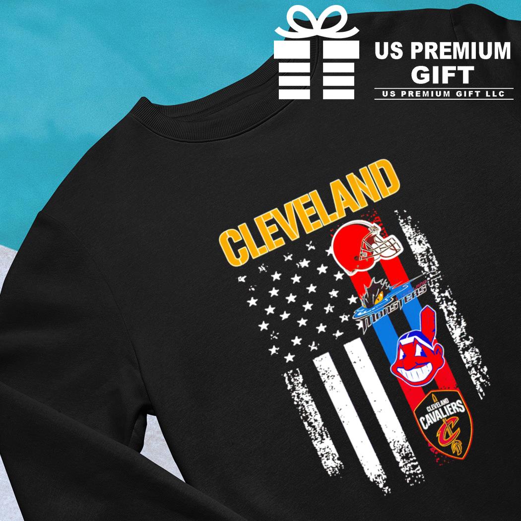 Cleveland Team Sports Cleveland Browns Cleveland Cleveland Monsters Cleveland  Indians And Cleveland Cavaliers USA Flag 2023 Shirt - Limotees