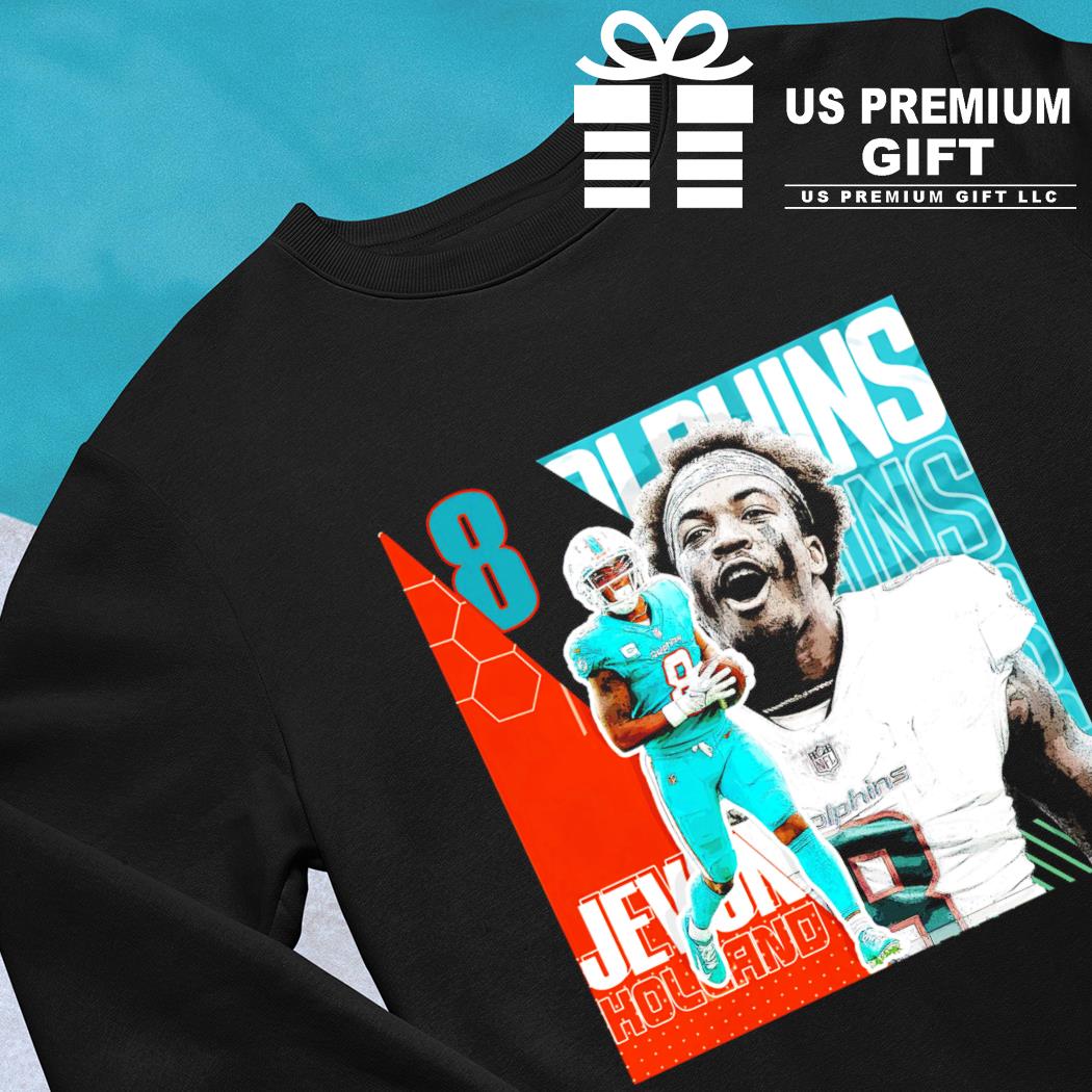 Jevon Holland Miami Dolphins Men's Name & Number Logo Long Sleeve T-Shirt -  Ash