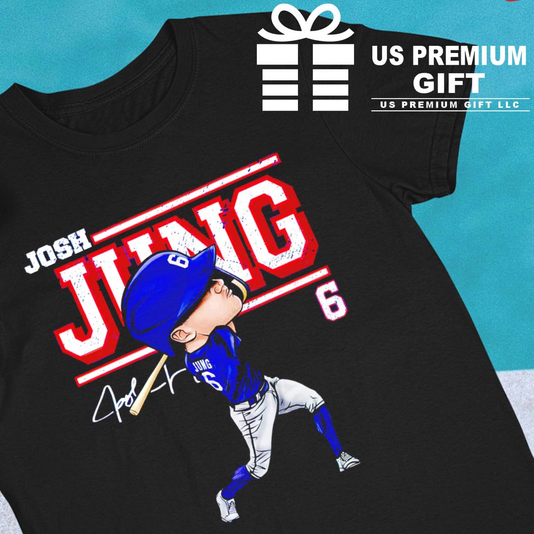 Josh Jung 6 Texas Rangers baseball cartoon signature 2023 shirt