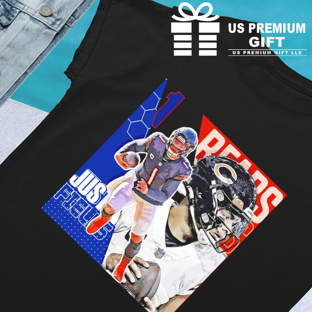 Justin Fields 1 Chicago Bears football player poster shirt, hoodie