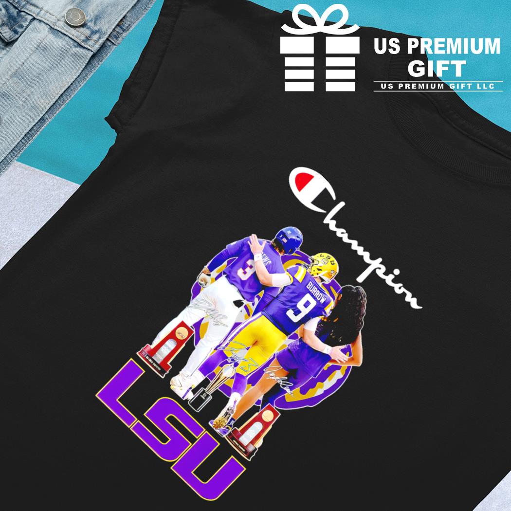 Official Champions Joe Burrow Dylan Crews and Angel Reese LSU Tigers  signatures shirt - Limotees