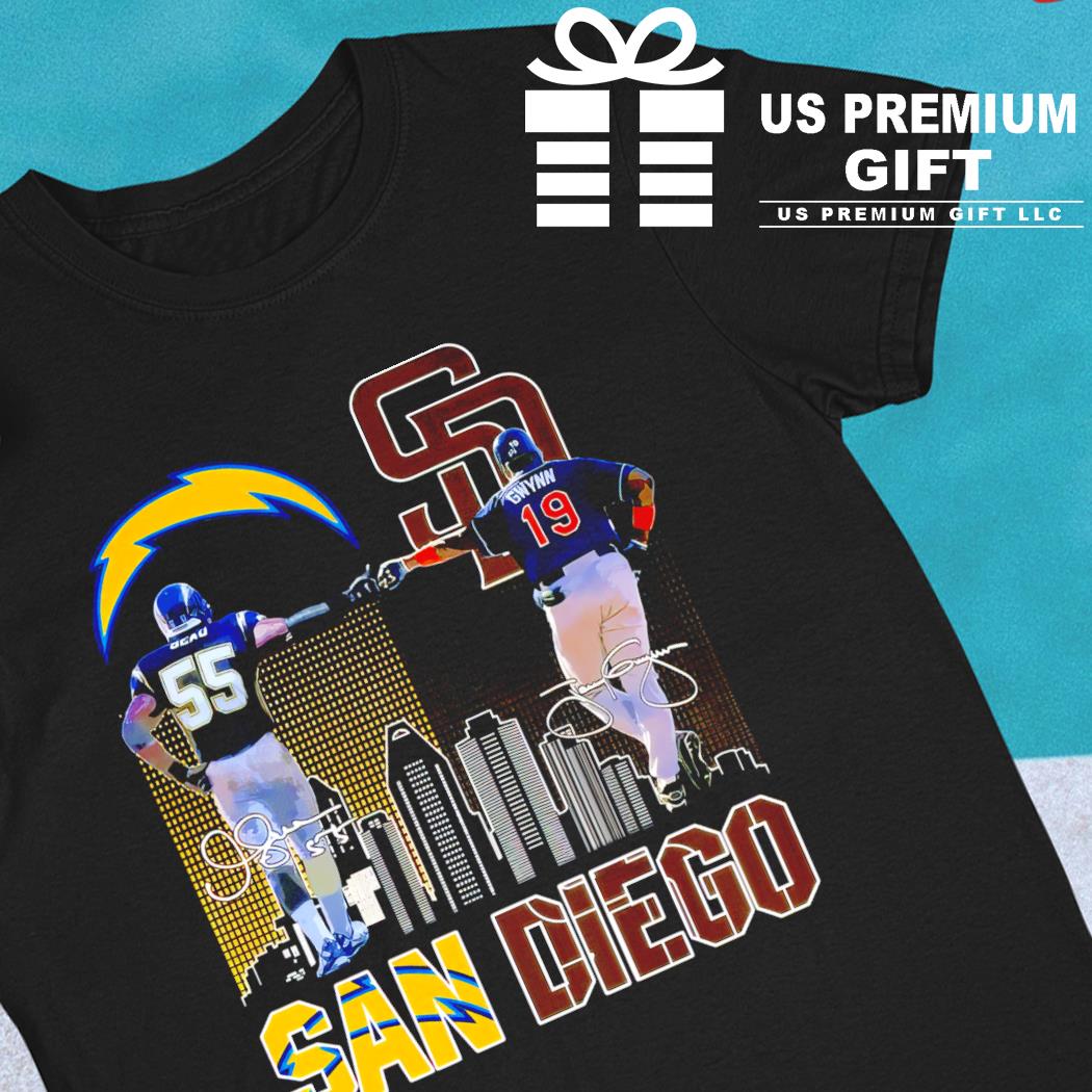 San Diego 55 Junior Seau and 19 Tony Gwynn logo teams signatures shirt,  hoodie, sweater, long sleeve and tank top