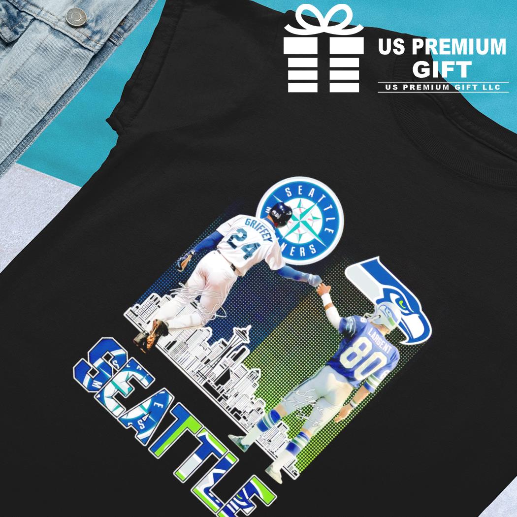 Seattle skyline 24 Ken Griffey Jr. 80 Steve Largent players signatures shirt,  hoodie, sweater, long sleeve and tank top