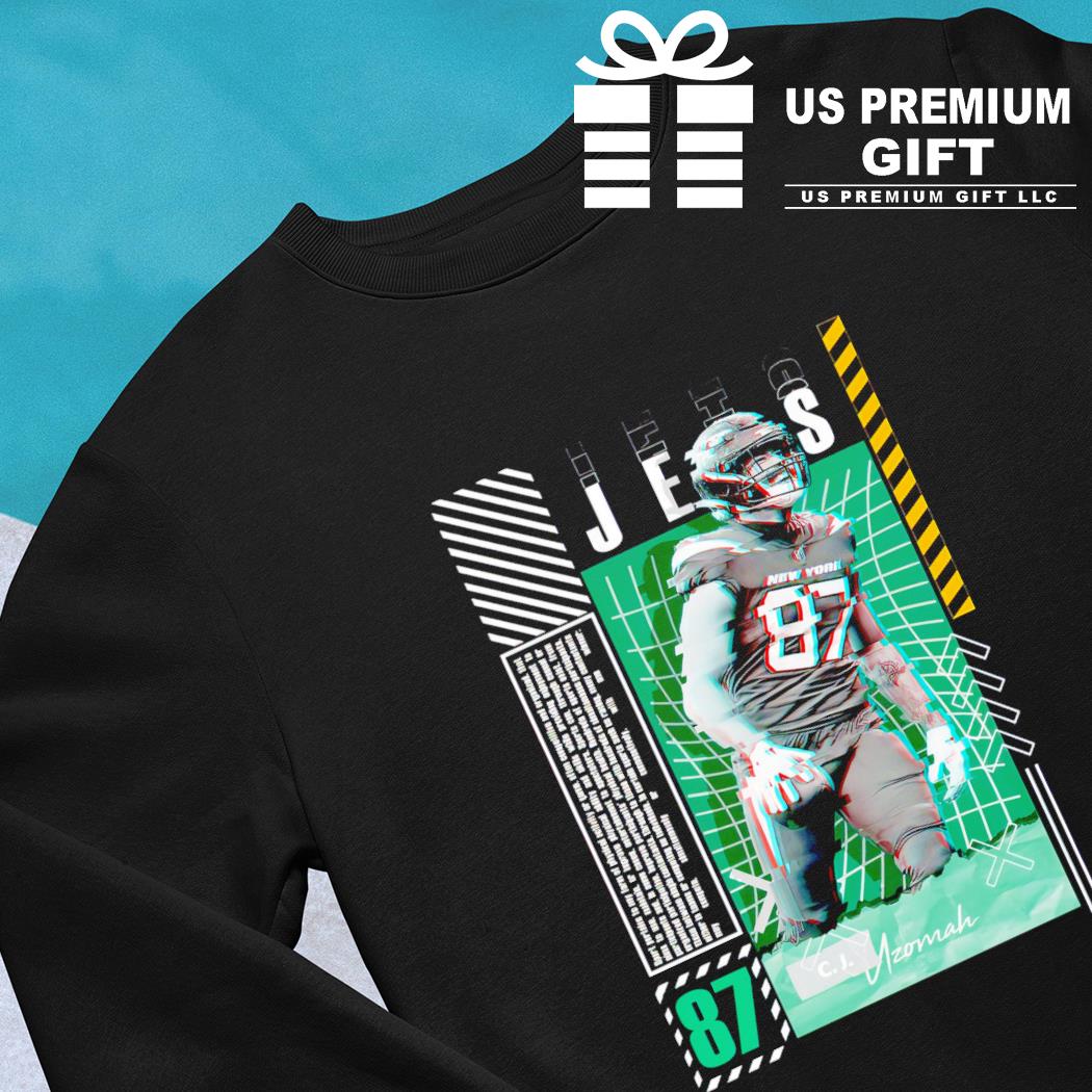 C.J. Uzomah 87 New York Jets football player glitch poster shirt, hoodie,  sweater, long sleeve and tank top