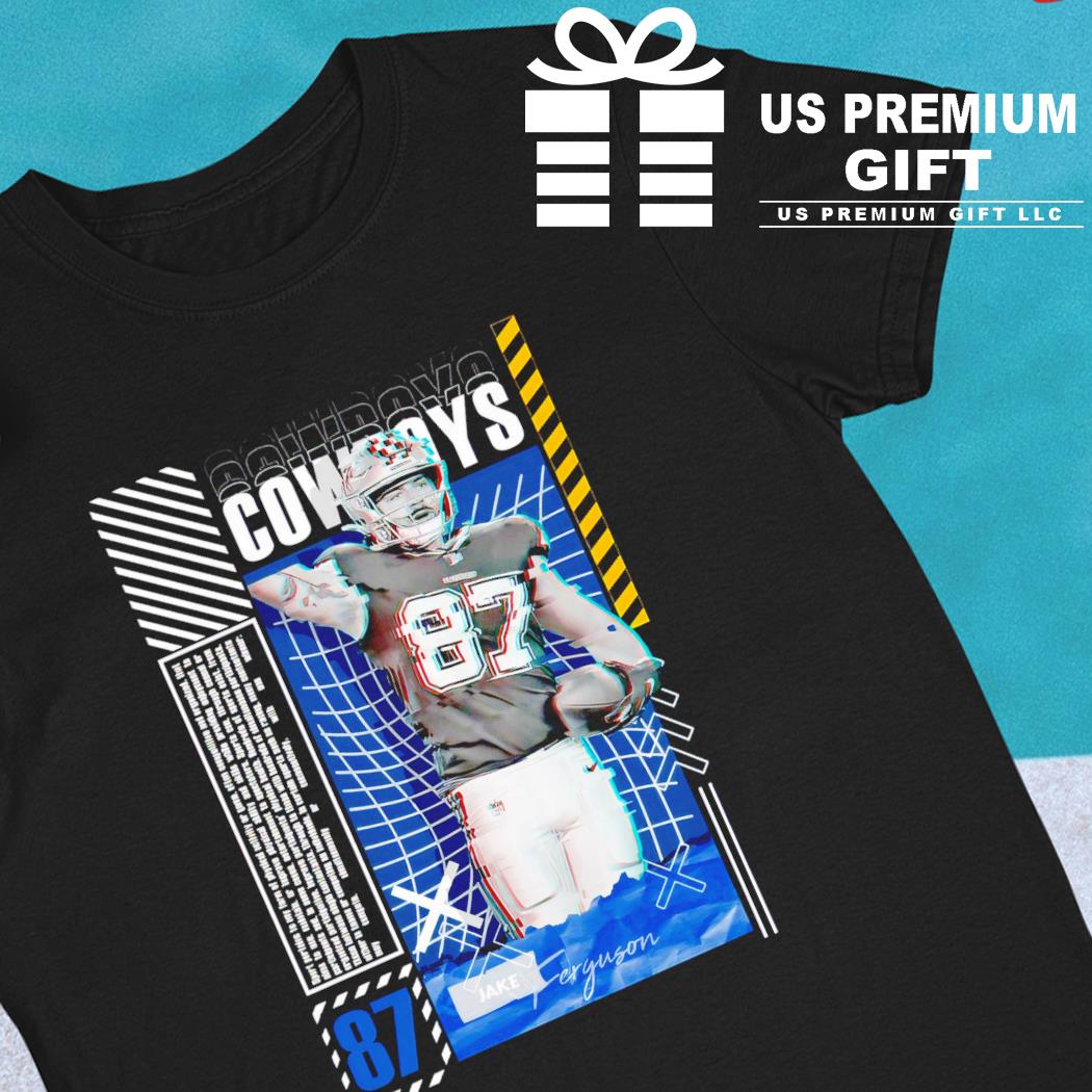 Jake Ferguson 87 Dallas Cowboys football player glitch poster gift shirt,  hoodie, sweater, long sleeve and tank top