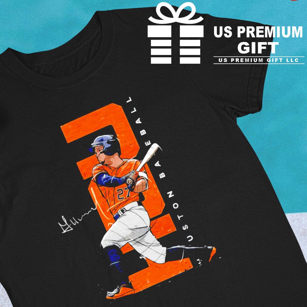 Jose Altuve 27 Houston Astros baseball player action pose signature outline  vertical gift shirt, hoodie, sweater, long sleeve and tank top