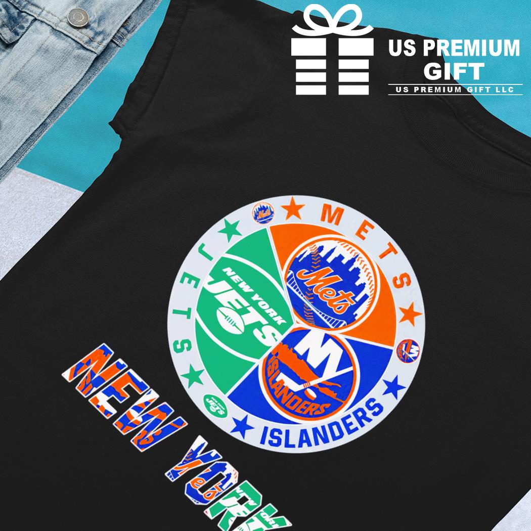 New York Islanders Mets Jets 3 teams sports circle logo shirt