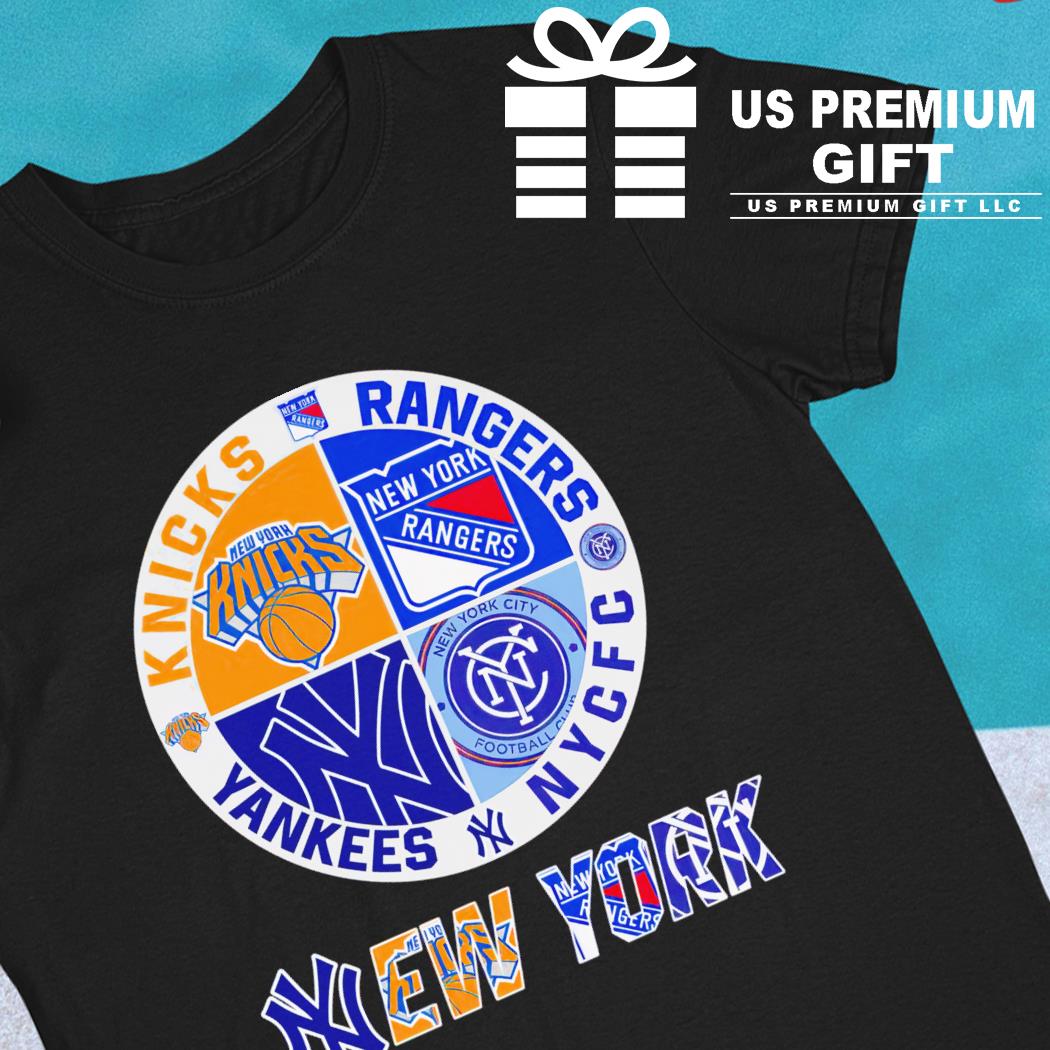 New York Yankees Knicks Rangers NYCFC 4 teams sports circle logo shirt,  hoodie, sweater, long sleeve and tank top