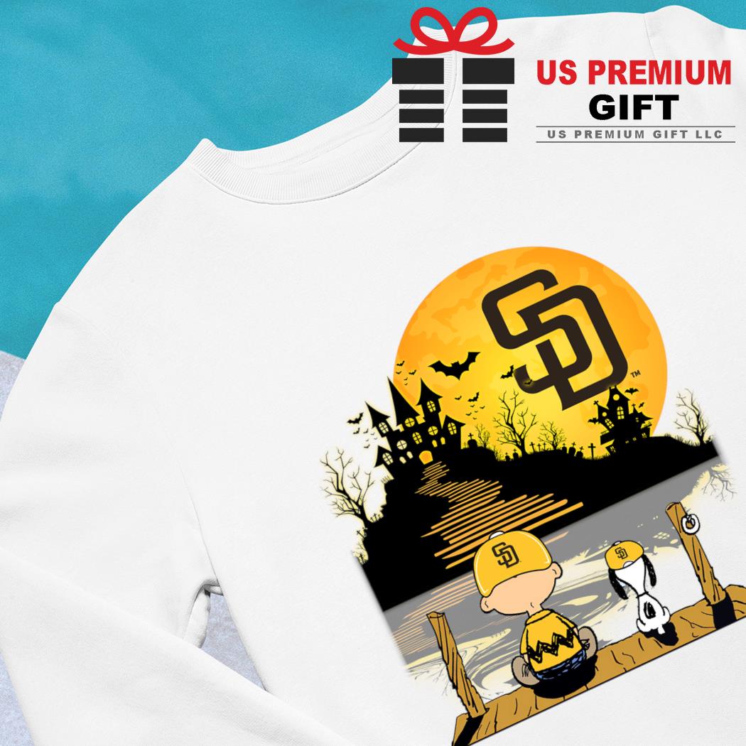 Official san Diego Padres Snoopy And Charlie Brown Sit Under Moon