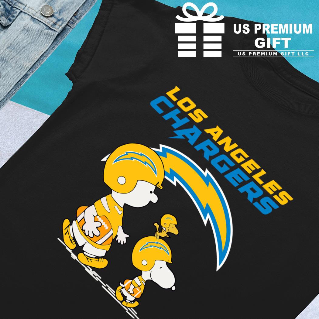 Official Los angeles chargers Peanuts Snoopy Charlie brown and Woodstock T- shirt, hoodie, tank top, sweater and long sleeve t-shirt