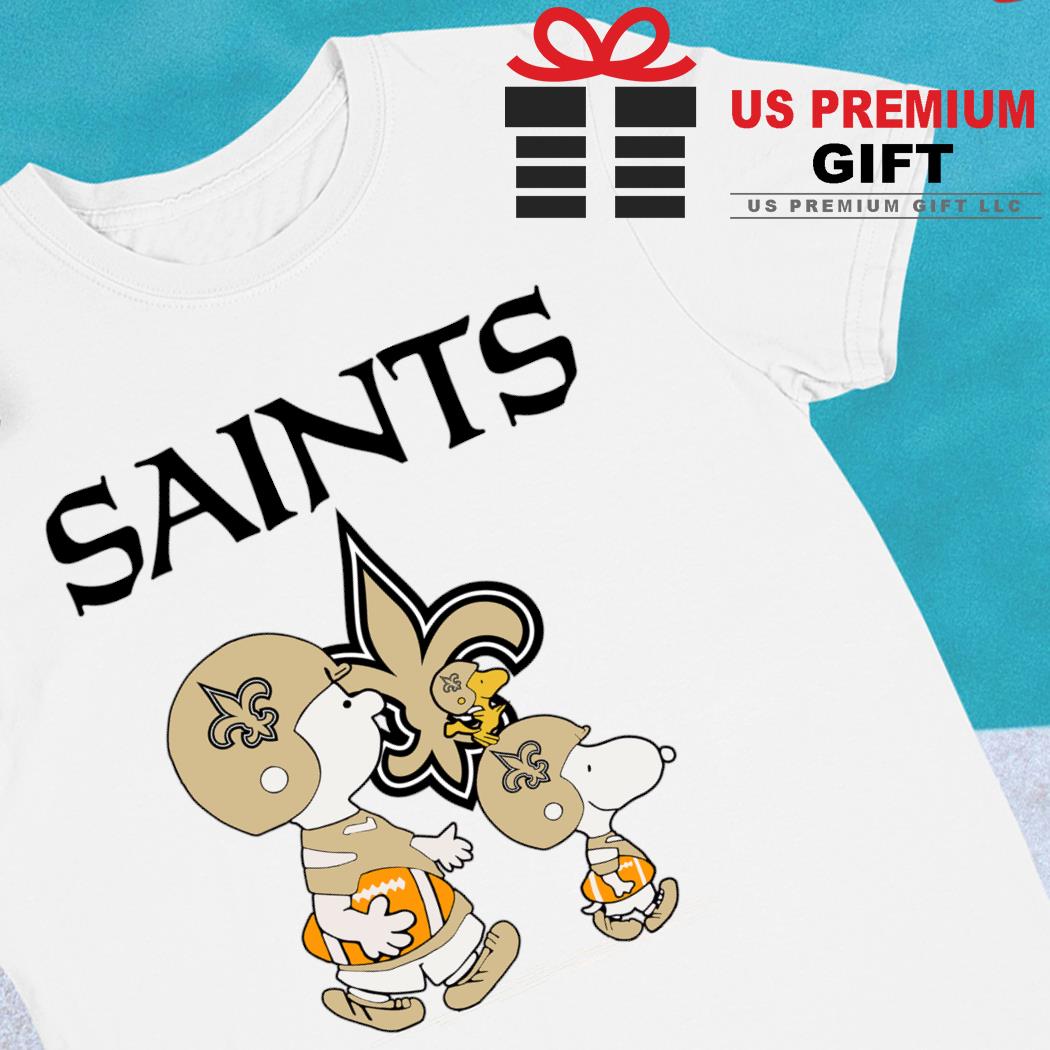 Peanuts Charlie Brown Snoopy Woodstock cartoon New Orleans Saints football  logo gift shirt, hoodie, sweater, long sleeve and tank top