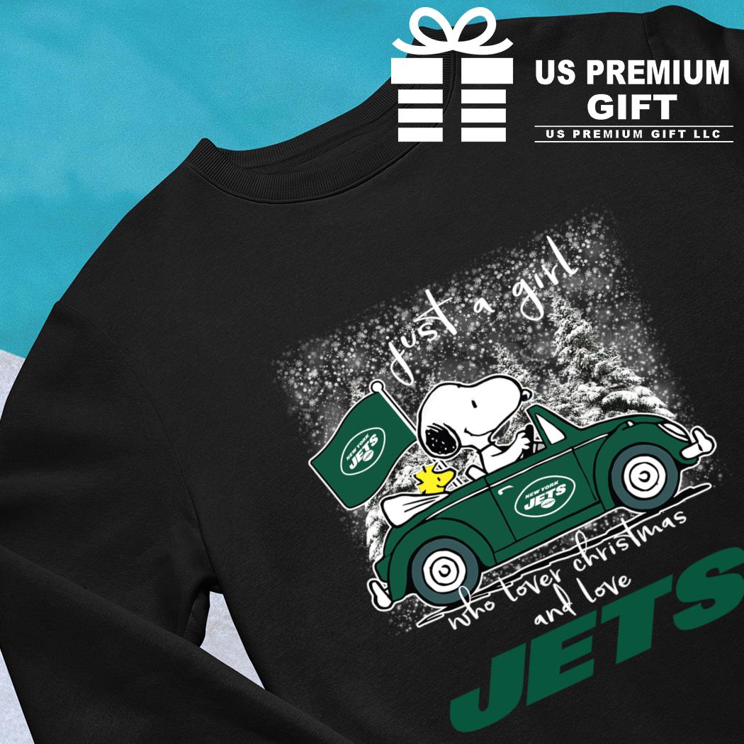 Snoopy just a girl who lover Christmas and love New York Jets gift shirt,  hoodie, sweater, long sleeve and tank top