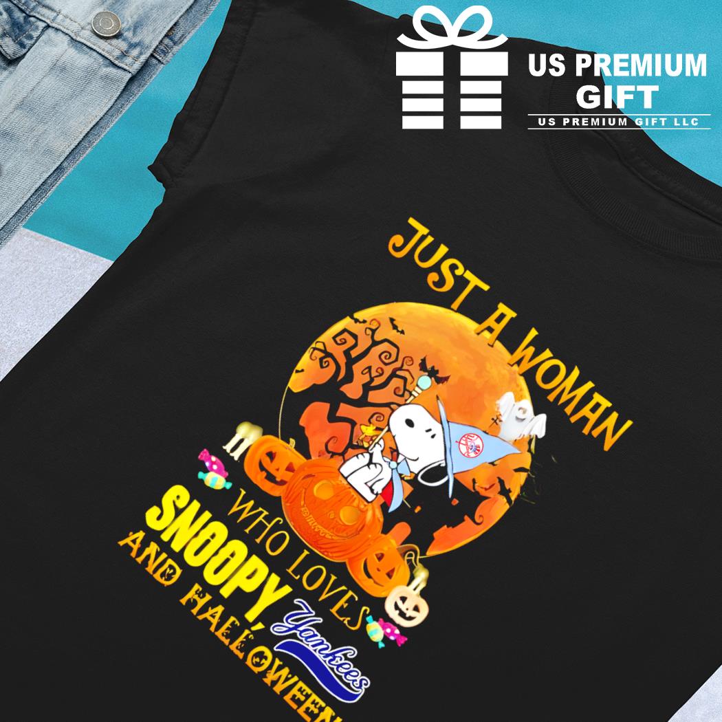 Just a woman who love snoopy Yankees and halloween shirt, hoodie