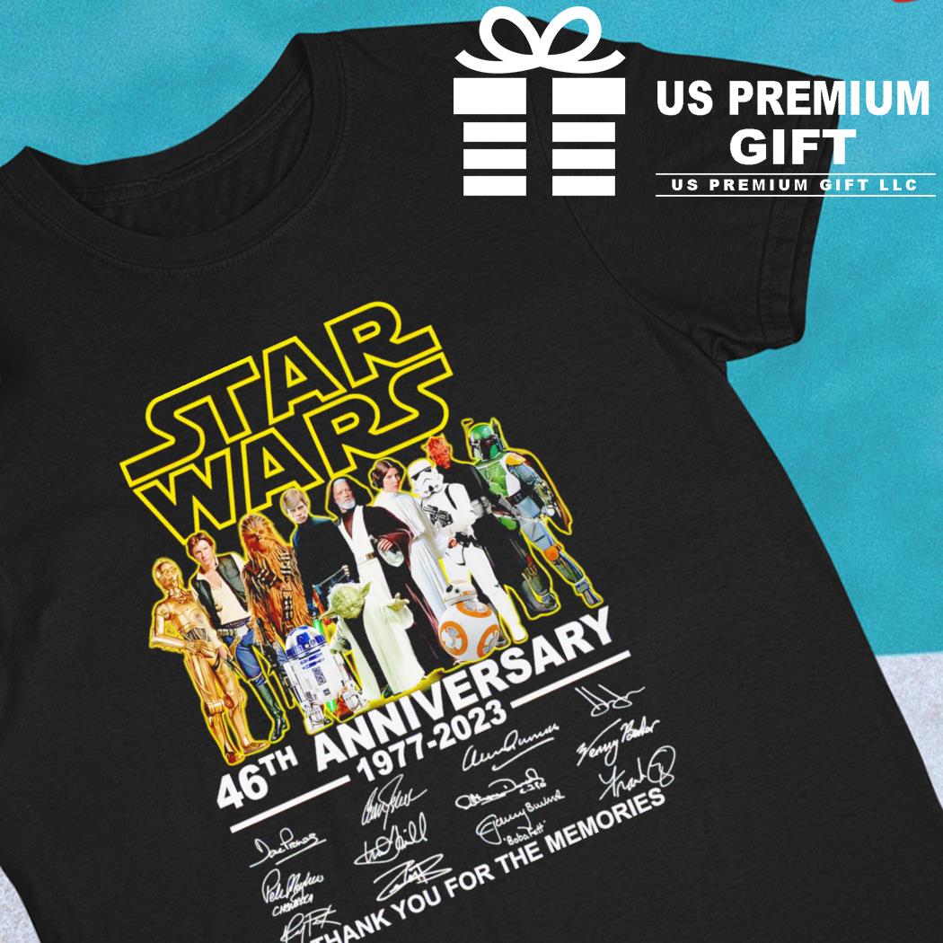 Star Wars 46th anniversary 1977-2023 thank you for the memories signatures  shirt, hoodie, sweater, long sleeve and tank top