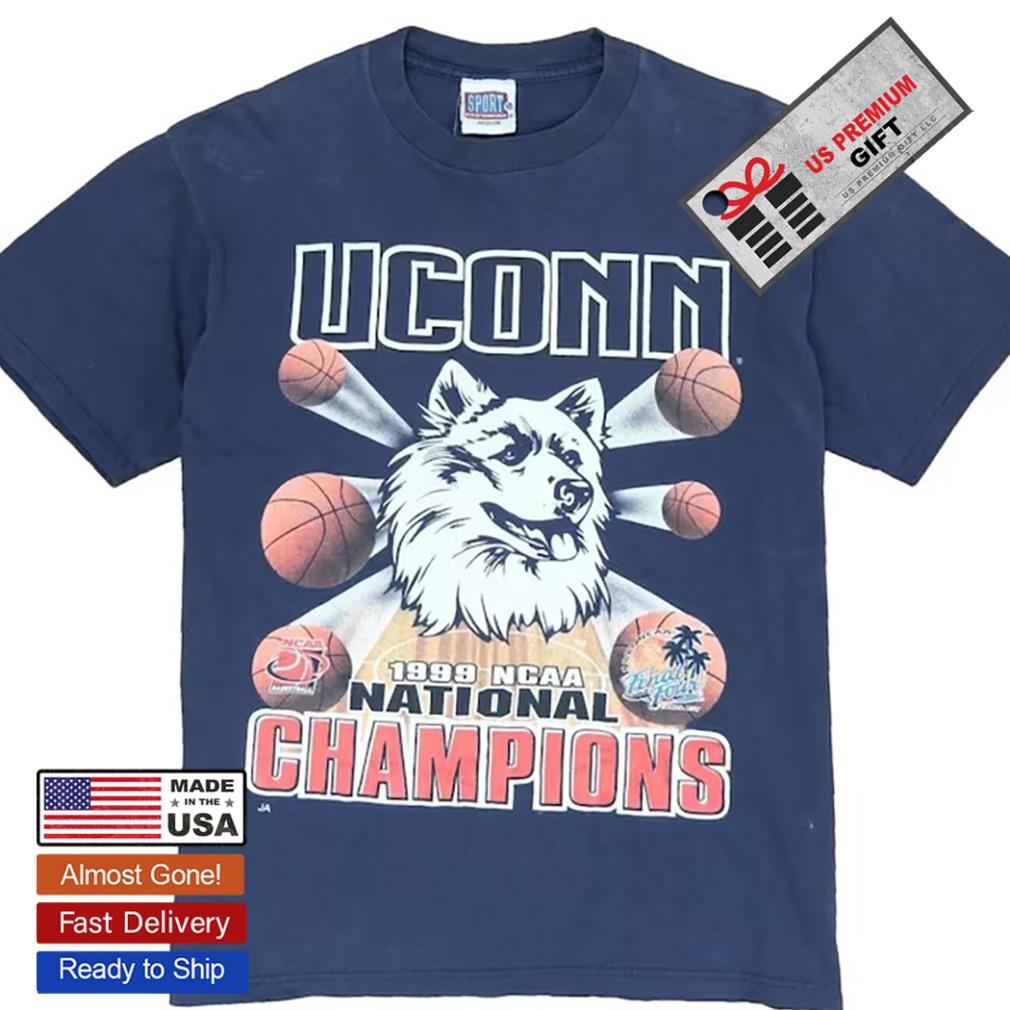 Vintage 1999 UConn Huskies NCAA National Basketball Champions Shirt SIZE XL