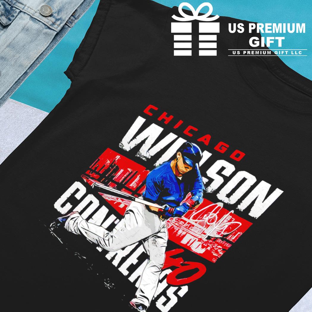 Willson Contreras 40 Chicago Cubs baseball player action pose signature  outline city name shirt, hoodie, sweater, long sleeve and tank top