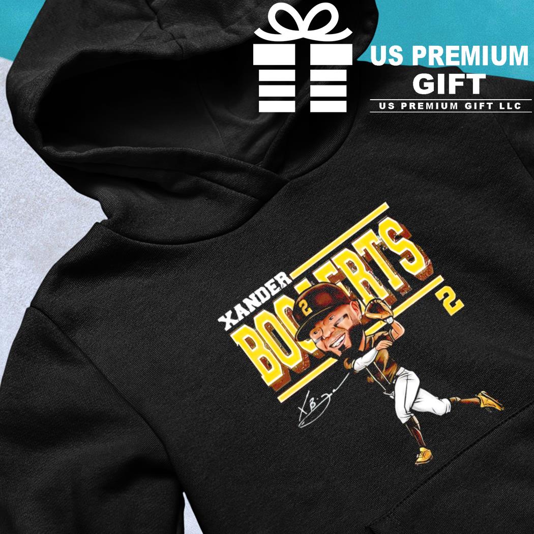 Xander Bogaerts 2 San Diego Padres baseball player cartoon action pose  signature gift shirt, hoodie, sweater, long sleeve and tank top