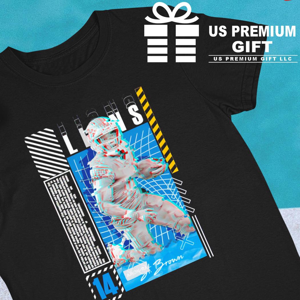 Amon-Ra St. Brown 14 Detroit Lions football player glitch poster gift shirt,  hoodie, sweater, long sleeve and tank top