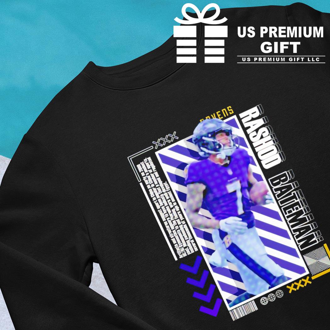 Baltimore Ravens football 7 Rashod Bateman player pose poster Us gift shirt,  hoodie, sweater, long sleeve and tank top