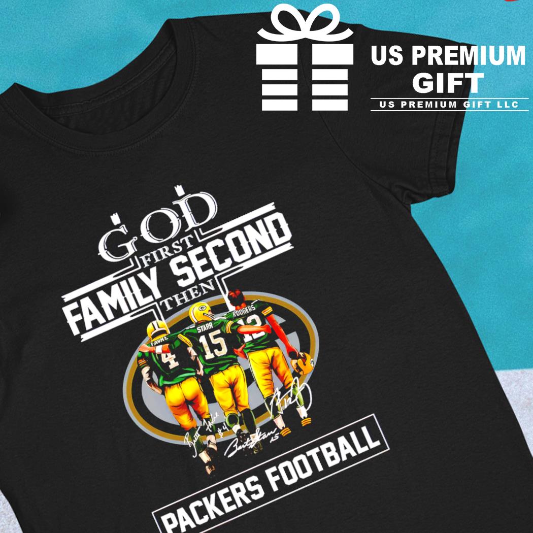 Green Bay Packers Shirt God First Family Second - High-Quality Printed Brand