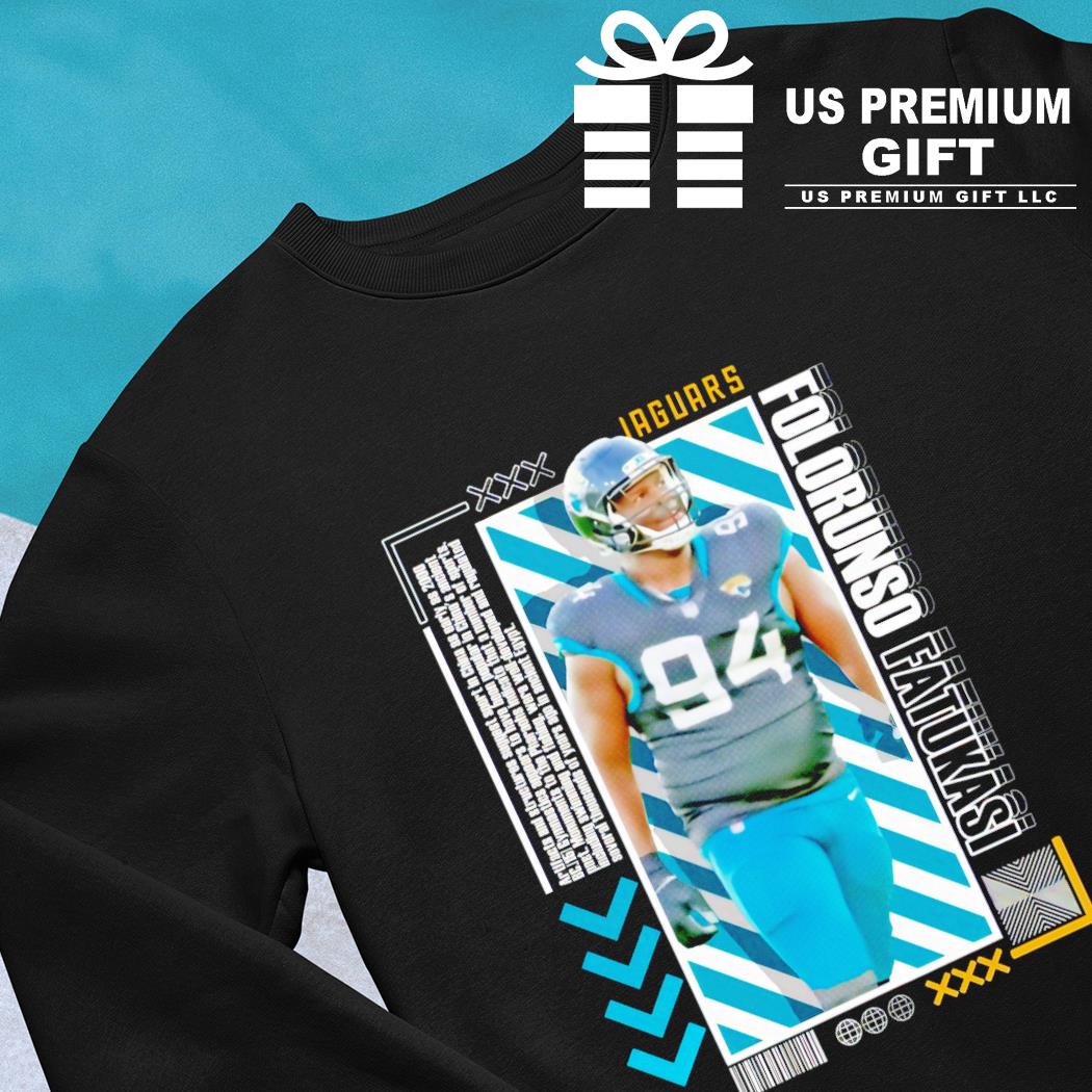 Jacksonville Jaguars football 94 Folorunso Fatukasi player pose poster Us  gift shirt, hoodie, sweater, long sleeve and tank top