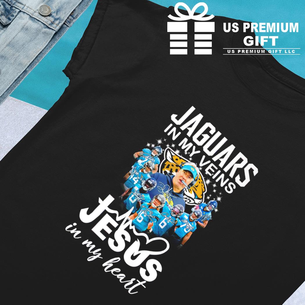 Official jacksonville Jaguars In My Veins Jesus In My Heart Shirt