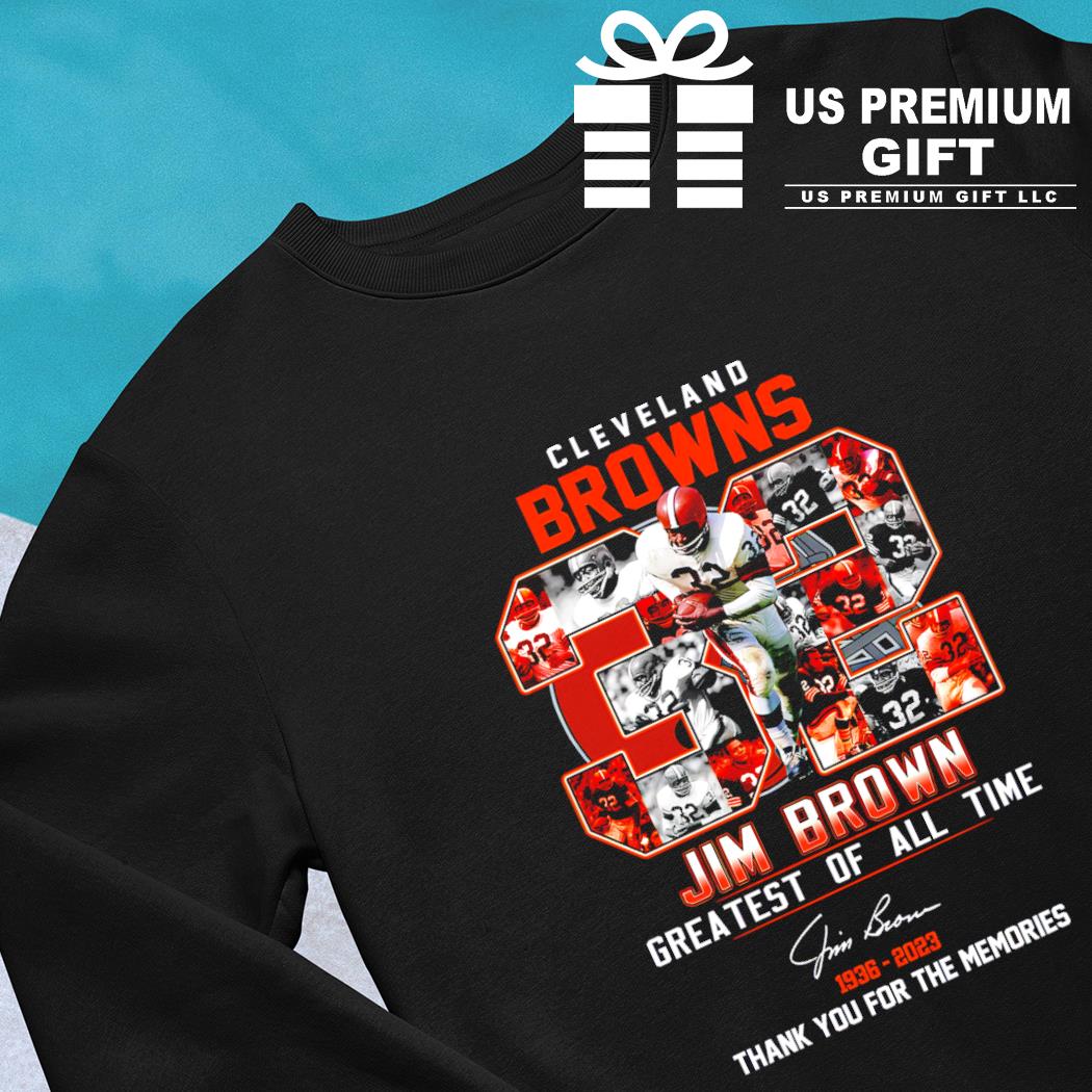 32 Jim Brown 1936-2023 Cleveland Browns Thank You For The Memories t-shirt  hoodie, sweatshirt, longsleeve tee in 2023