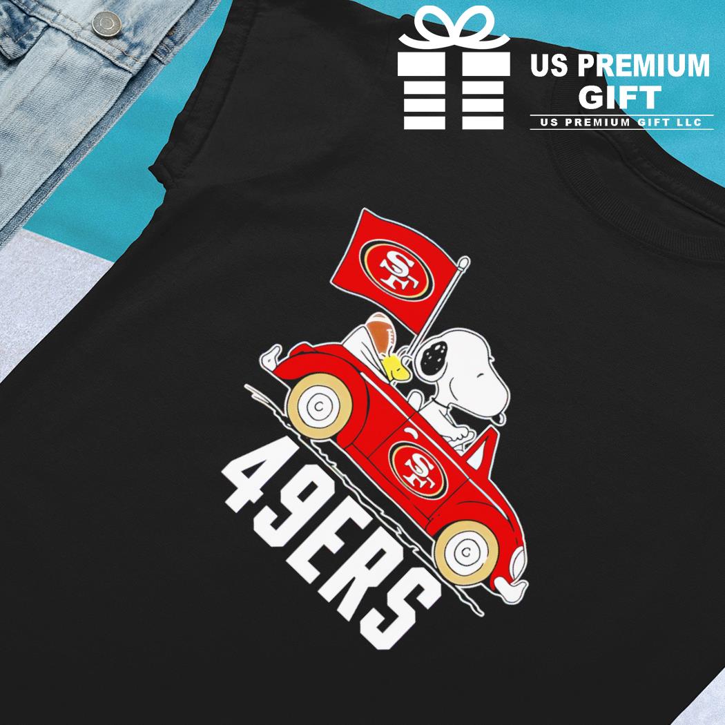 Snoopy drive a car San Francisco 49ers football logo funny shirt