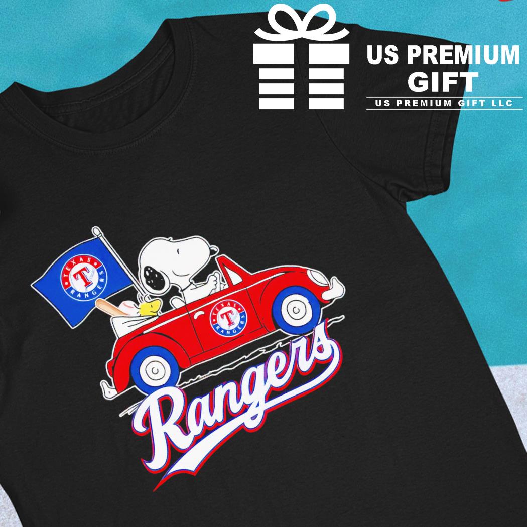 Design Texas rangers baseball Snoopy dog driving car shirt - EnvyfashionTee