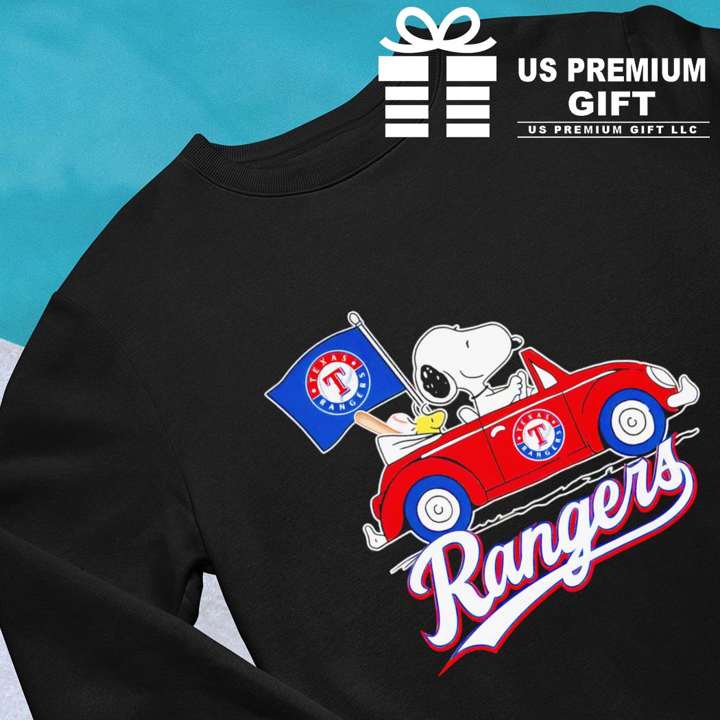 Design Texas rangers baseball Snoopy dog driving car shirt - EnvyfashionTee