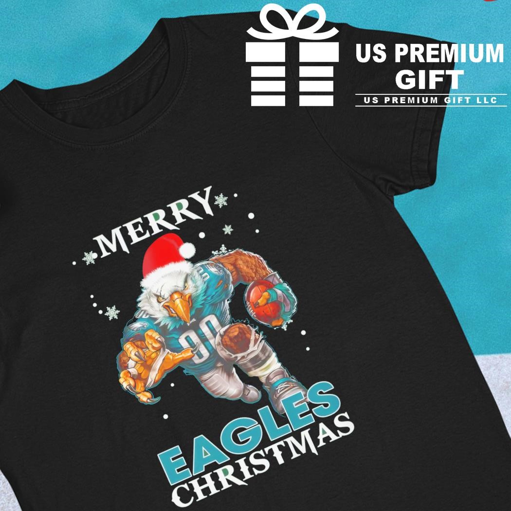 Philadelphia Eagles Merry Eagles Christmas football mascot Santa hat Christmas gift shirt